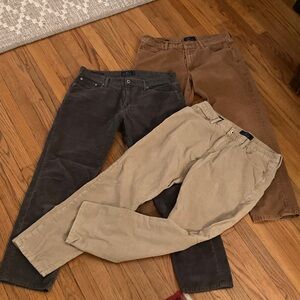 LOT OF 3, Lucky Brand Men's Corduroy Pants - Gray, Beige, Brown